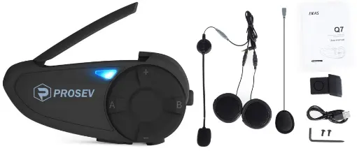 Prosev Q7 Bluetooth Motosiklet İnterkomu - IP67 Suya Dayanıklı Uzun Menzil resmi