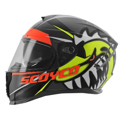 Scoyco 869 Shark Full Face Motosiklet Kaskı - Güneş Vizörlü Intercom Uyumlu resmi