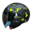 MTS FX 101 Neon Camo Yarım Camlı Motosiklet Kaskı - CE Onaylı Hafif ABS resmi