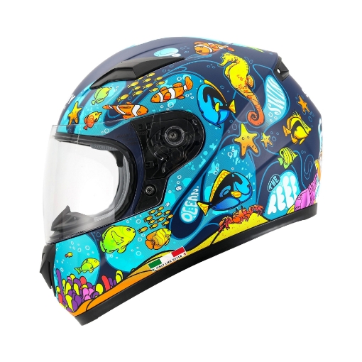 🏍️ SWAY SW 815K Ocean Black Blue Full Face Çocuk Motosiklet Kaskı – ECE 22.06 Sertifikalı, Hafif ve Güvenli resmi