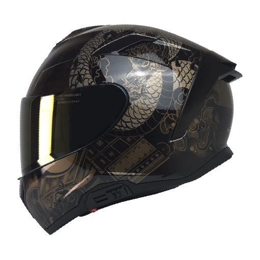 MTS X340 Goldy Full Face Motosiklet Kaskı – Fiber Cam Kompozit, Güneş Vizörü, Intercom Uyumlu resmi