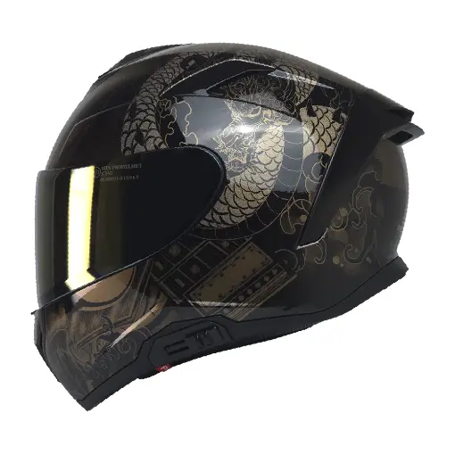 MTS X340 Goldy Full Face Motosiklet Kaskı – Fiber Cam Kompozit, Güneş Vizörü, Intercom Uyumlu resmi