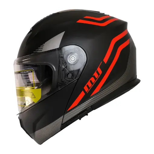 MTS M-966 V2 WX20 Kırmızı Çene Açılır Motosiklet Kaskı - Güneş Vizörlü ABS resmi