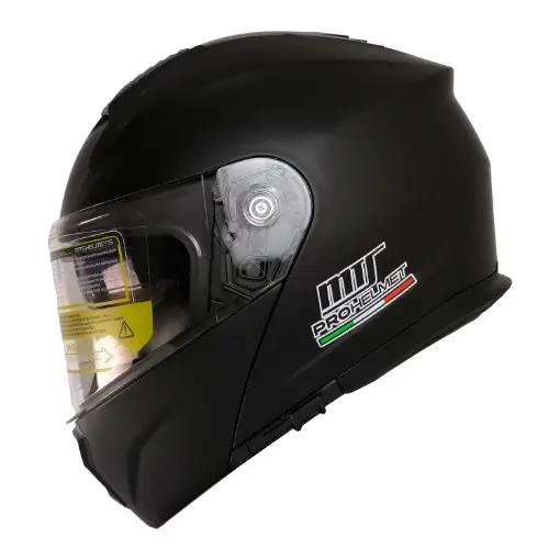 MTS M-966 V2 Mat Siyah Çene Açılır Motosiklet Kaskı - Güneş Vizörlü ABS resmi