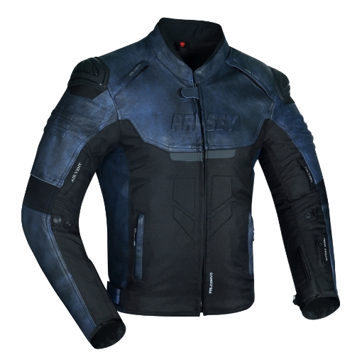 🏍️PROSEV Falcon Leather Dark Blue 4 Mevsim Motosiklet Montu – CE Korumalı, Çıkarılabilir Astar ve YKK Fermuar resmi
