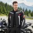 Prosev JKT01 Siyah Kırmızı 4 Mevsim Motosiklet Montu - CE Korumalı Reflektörlü resmi
