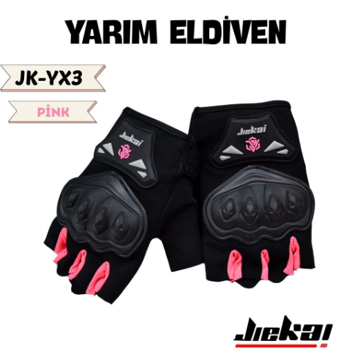 Jiekai JK-YX Pembe Yarım Eldiven - Yazlık Şık ve Konforlu Motosiklet Eldiveni resmi