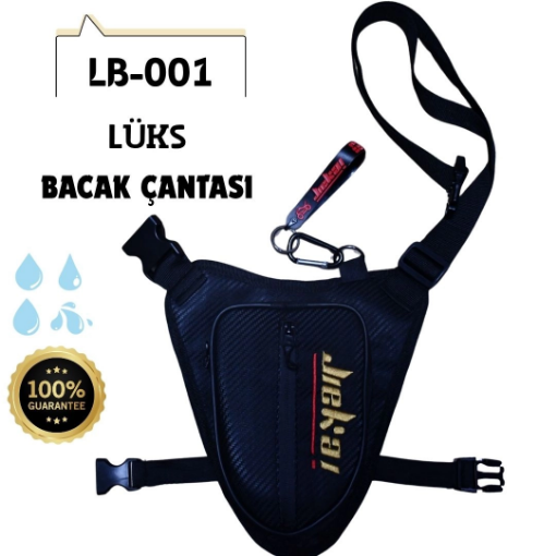 JIEKAI LB-001 Motorcu Bacak Çantası – Karbon Kumaş, Gold Nakışlı resmi