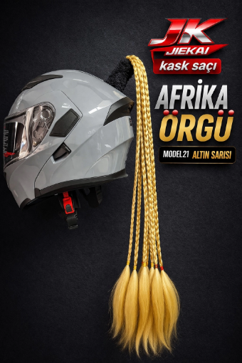 JIEKAI Kask Saçı Altın Sarısı Afrika Örgü Model-21 resmi