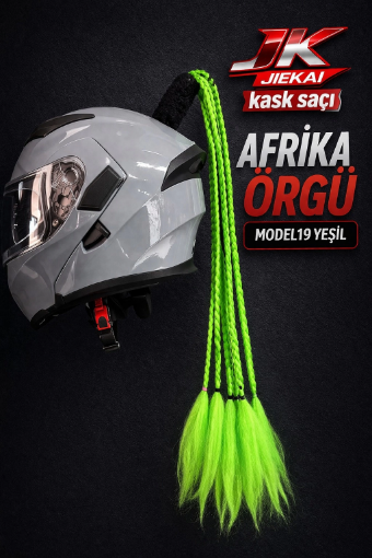 JIEKAI Kask Saçı Yeşil Renk Afrika Örgü Model-19 resmi