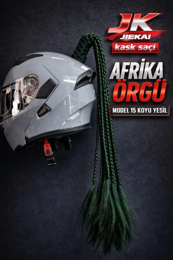 JIEKAI Kask Saçı Koyu Yeşil Renk Afrika Örgü Model-15 resmi