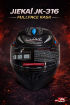 JIEKAI JK-316-1 Full Face Kask Mat Black Monster resmi