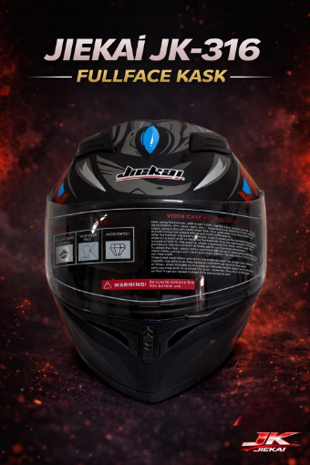 JIEKAI JK-316-1 Full Face Kask Mat Black Monster resmi