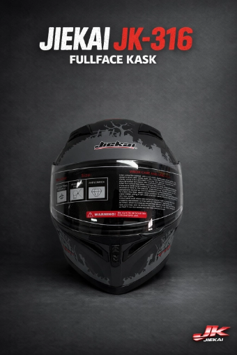 JIEKAI JK-316-2 Full Face Kask Mat Black Grey Savage resmi