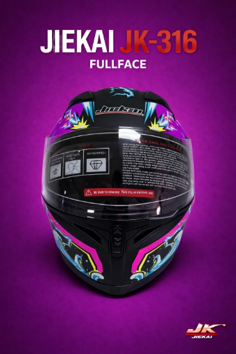 JIEKAI JK-316-4 Full Face Kask Mat Black Purple Bull resmi