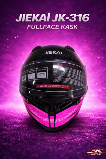 JIEKAI JK-316-5 Full Face Kask Gloss Black Pink resmi