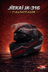 JIEKAI JK-316-6 Full Face Kask Mat Black Red Lines resmi