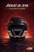 JIEKAI JK-316-6 Full Face Kask Mat Black Red Lines resmi