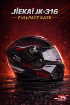 JIEKAI JK-316-6 Full Face Kask Mat Black Red Lines resmi