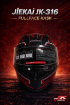 JIEKAI JK-316-6 Full Face Kask Mat Black Red Lines resmi